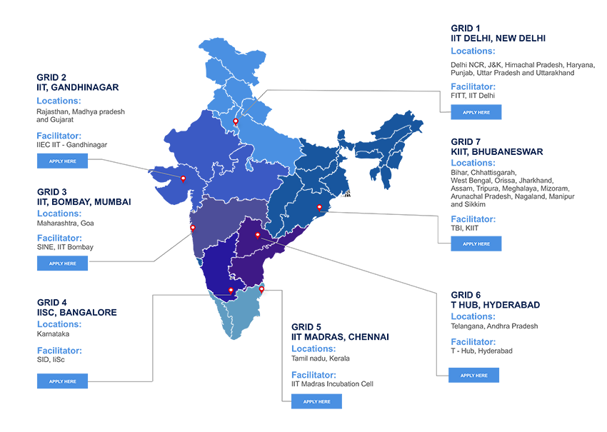Map of India with application locations