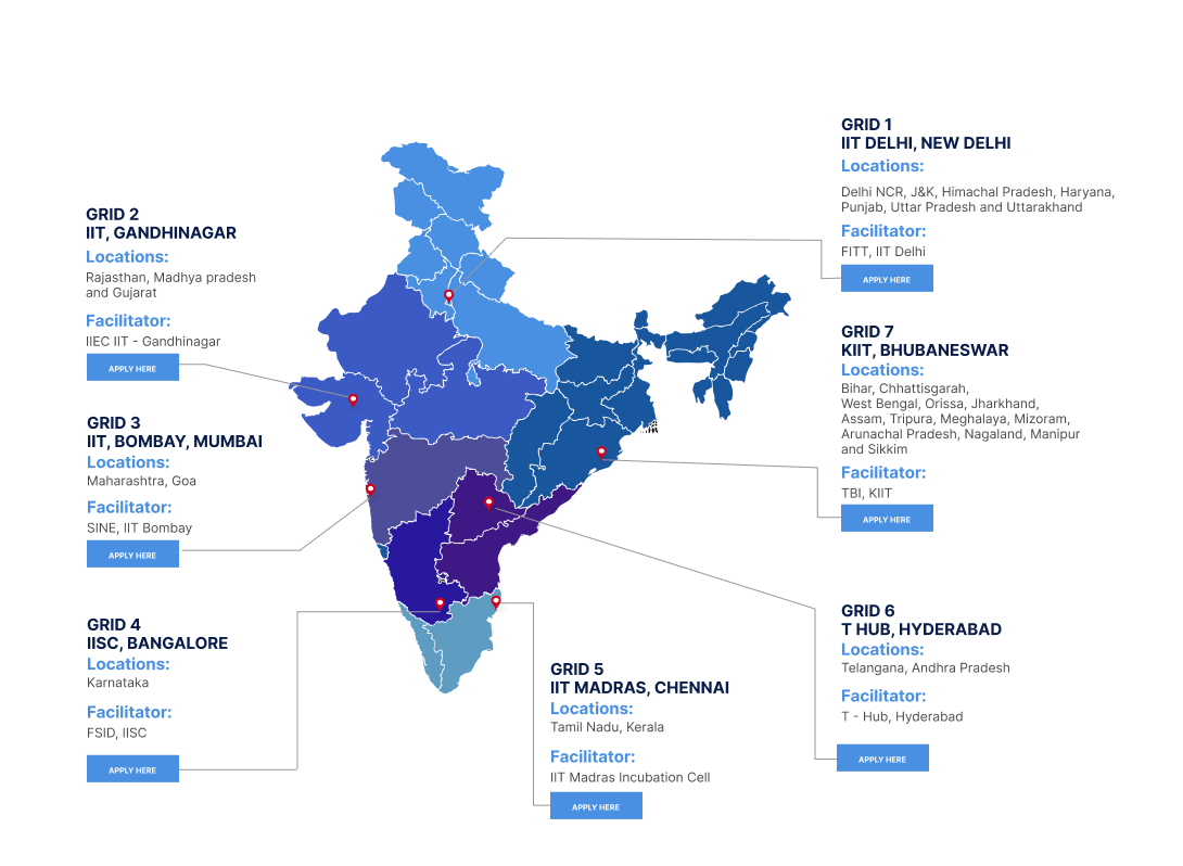 Map of India with application locations